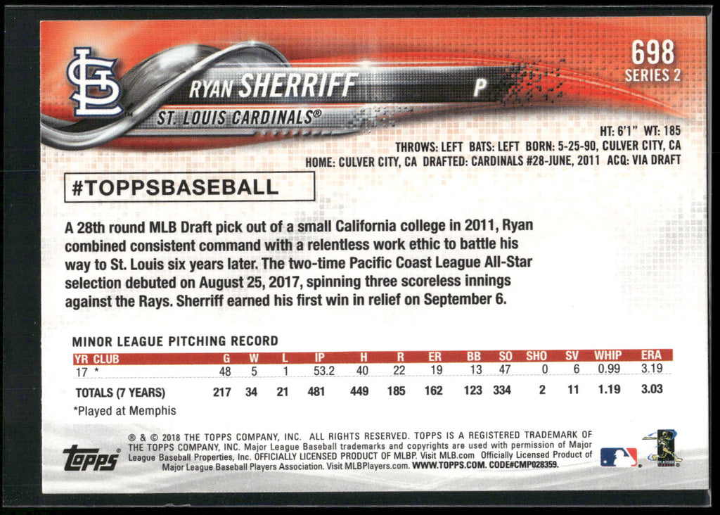 2018 Topps #698 Ryan Sherriff
