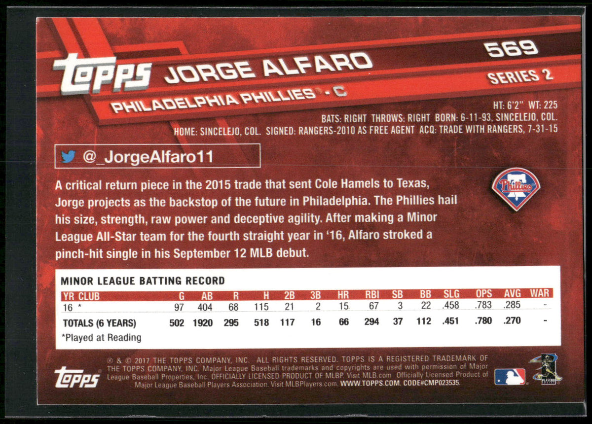 2017 Topps #569 Jorge Alfaro
