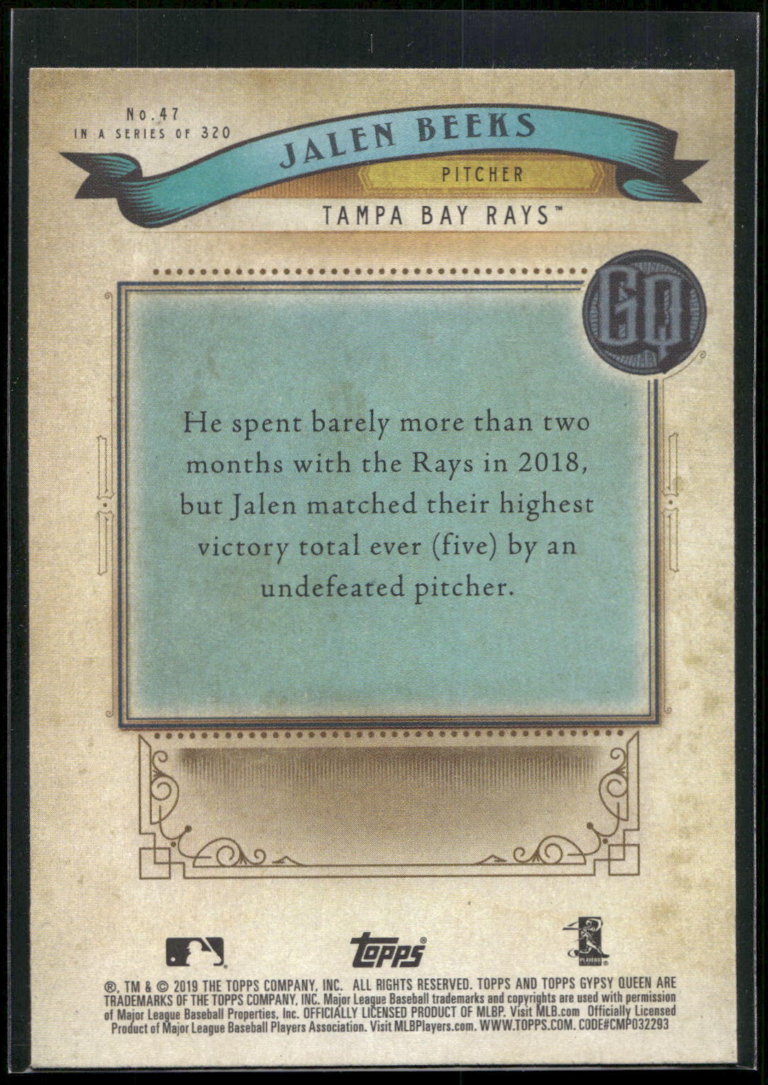 2019 Topps Gypsy Queen #47 Jalen Beeks Green