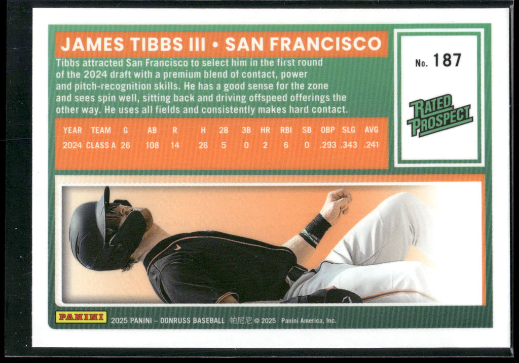 2025 Donruss #187 James Tibbs III Optic