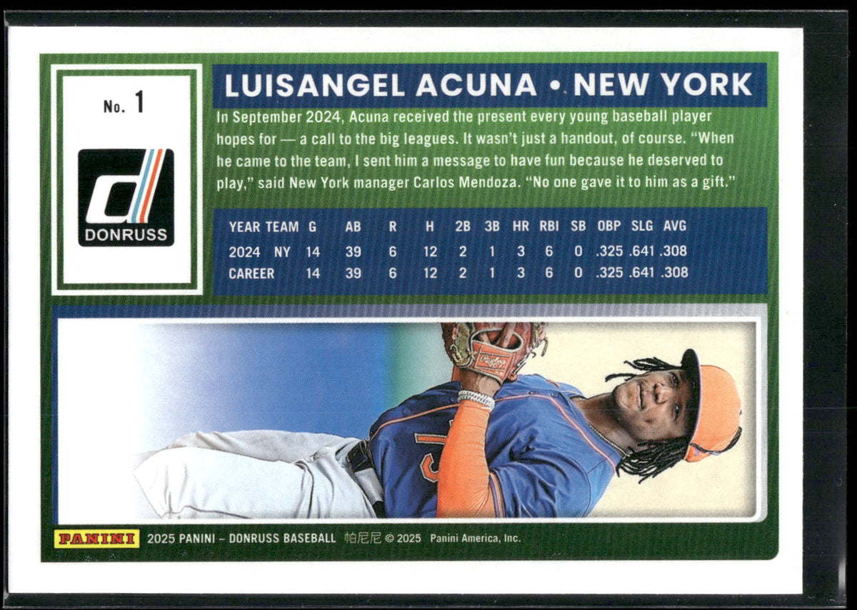 2025 Donruss #1 Luisangel Acuna Optic