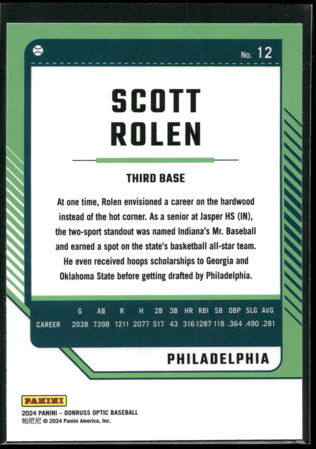 2024 Donruss #12 Scott Rolen Optic