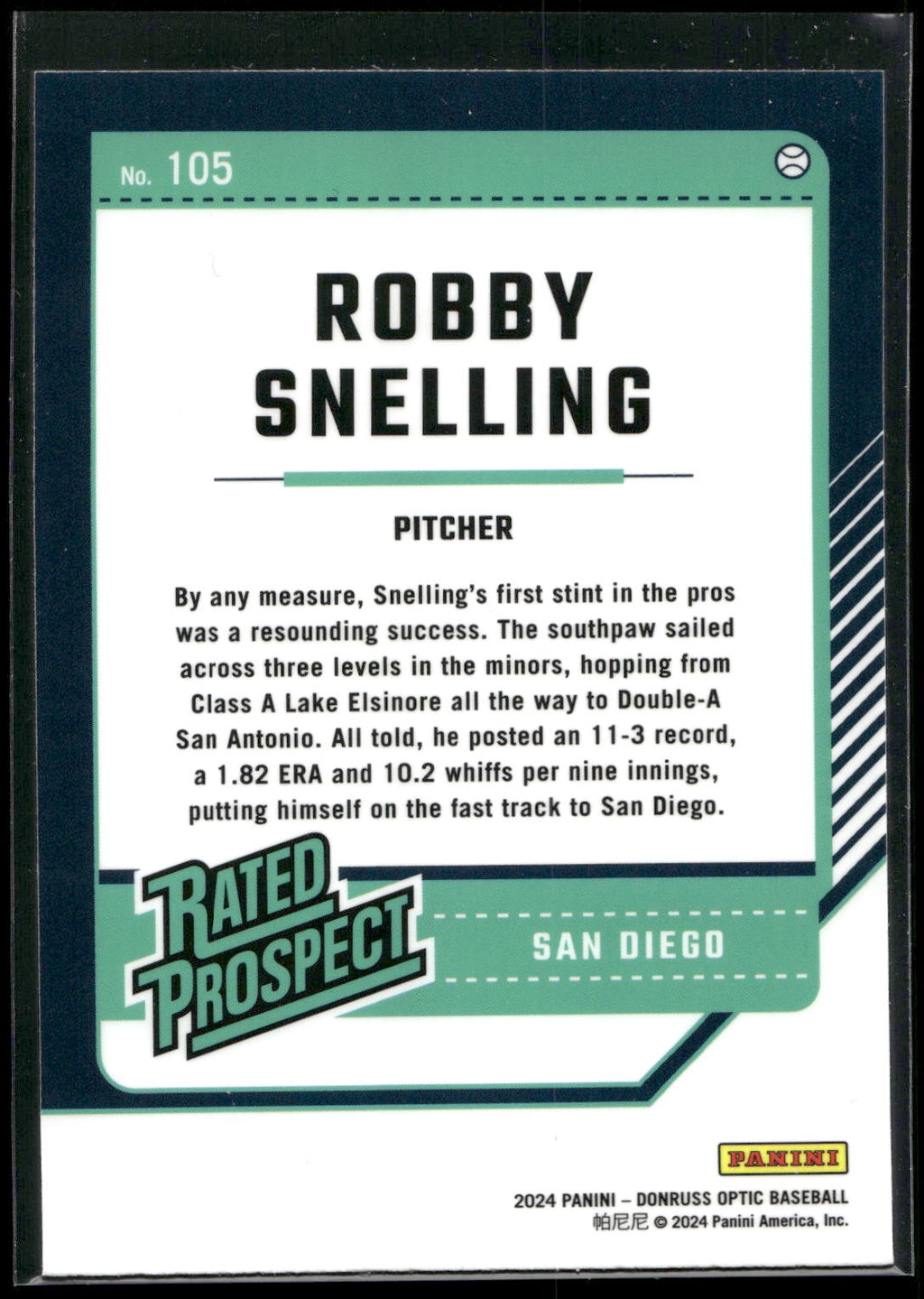2024 Donruss #105 Robby Snelling Optic