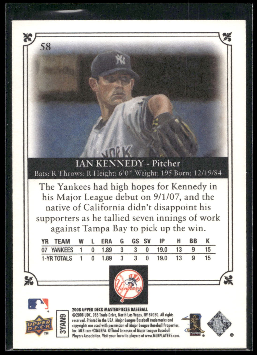 2008 Upper Deck Masterpieces #58 Ian Kennedy