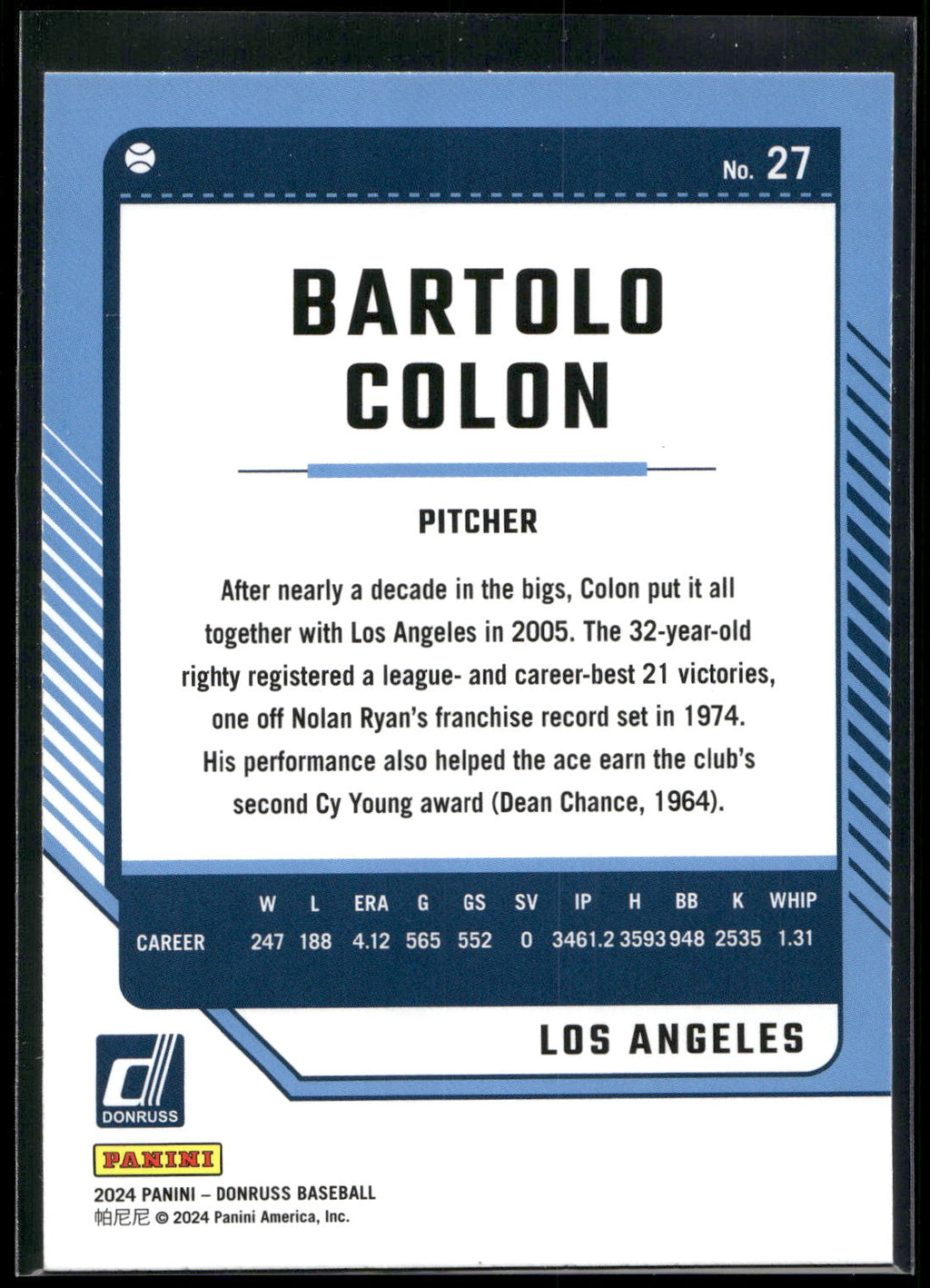 2024 Donruss #27 Bartolo Colon Liberty