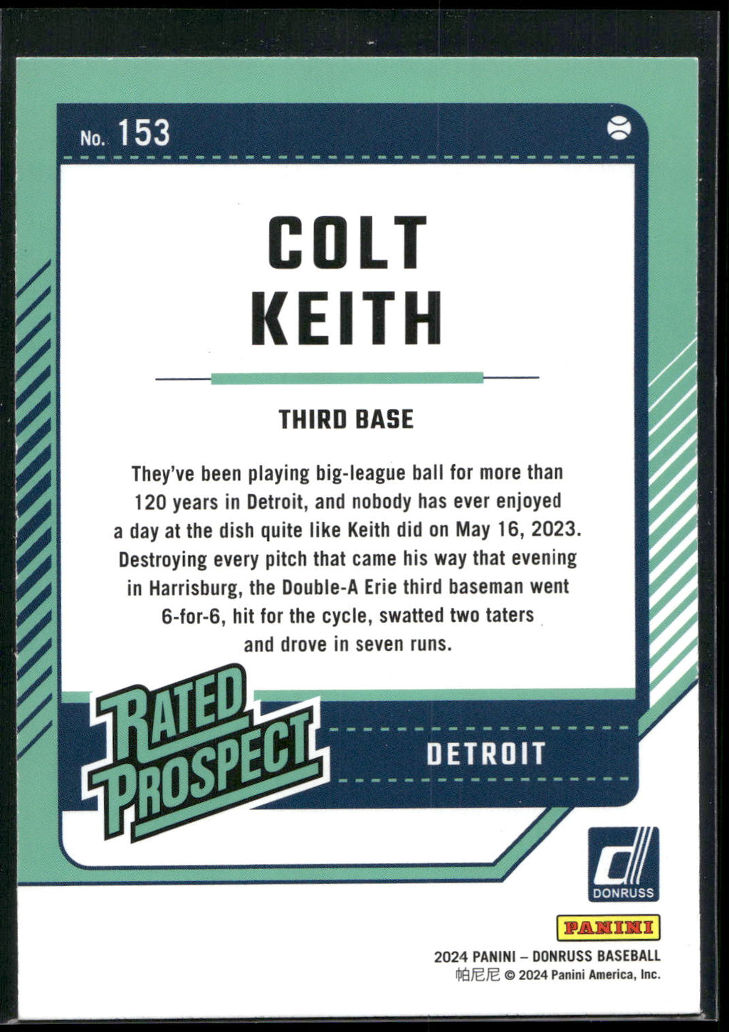 2024 Donruss #153 Colt Keith Liberty