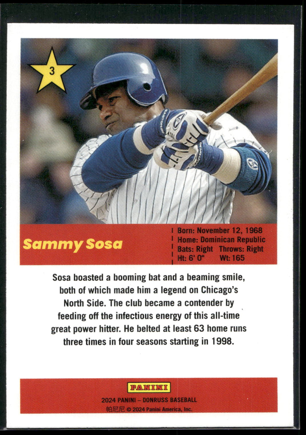 2024 Donruss #3 Sammy Sosa Action All-Stars