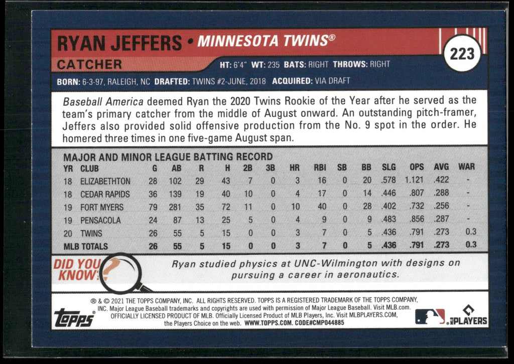 2021 Topps Big League #223 Ryan Jeffers