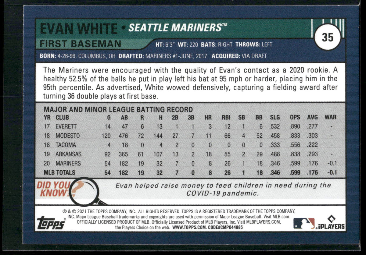 2021 Topps Big League #35 Evan White