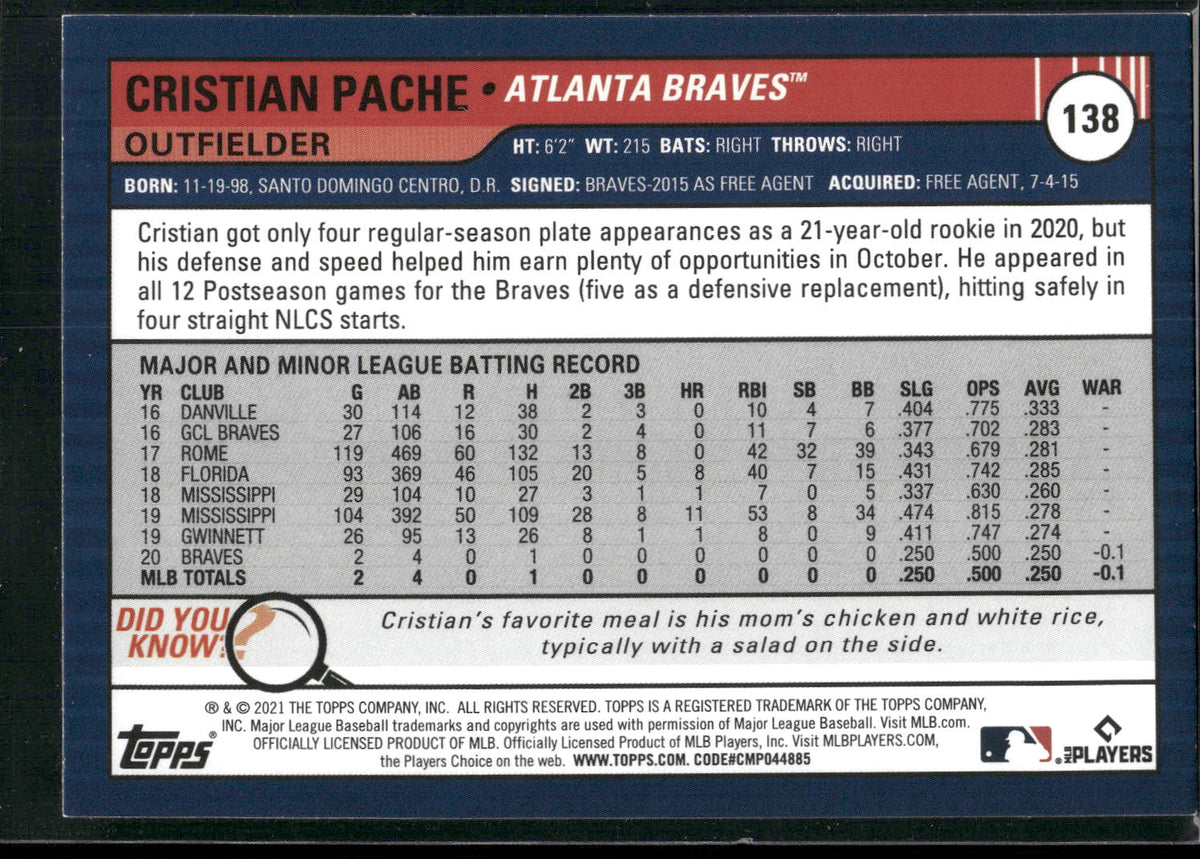 2021 Topps Big League #138 Cristian Pache