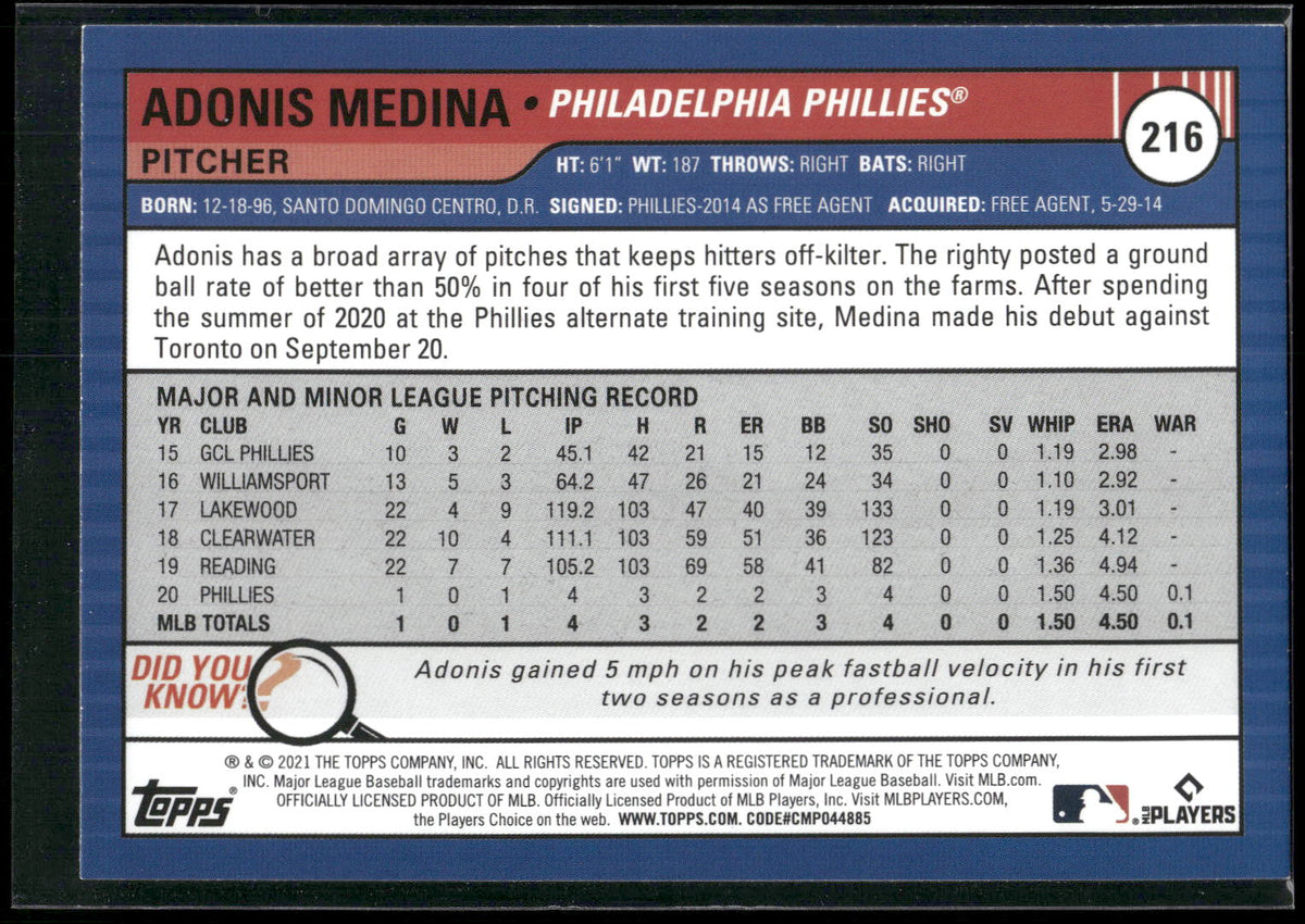 2021 Topps Big League #216 Adonis Medina