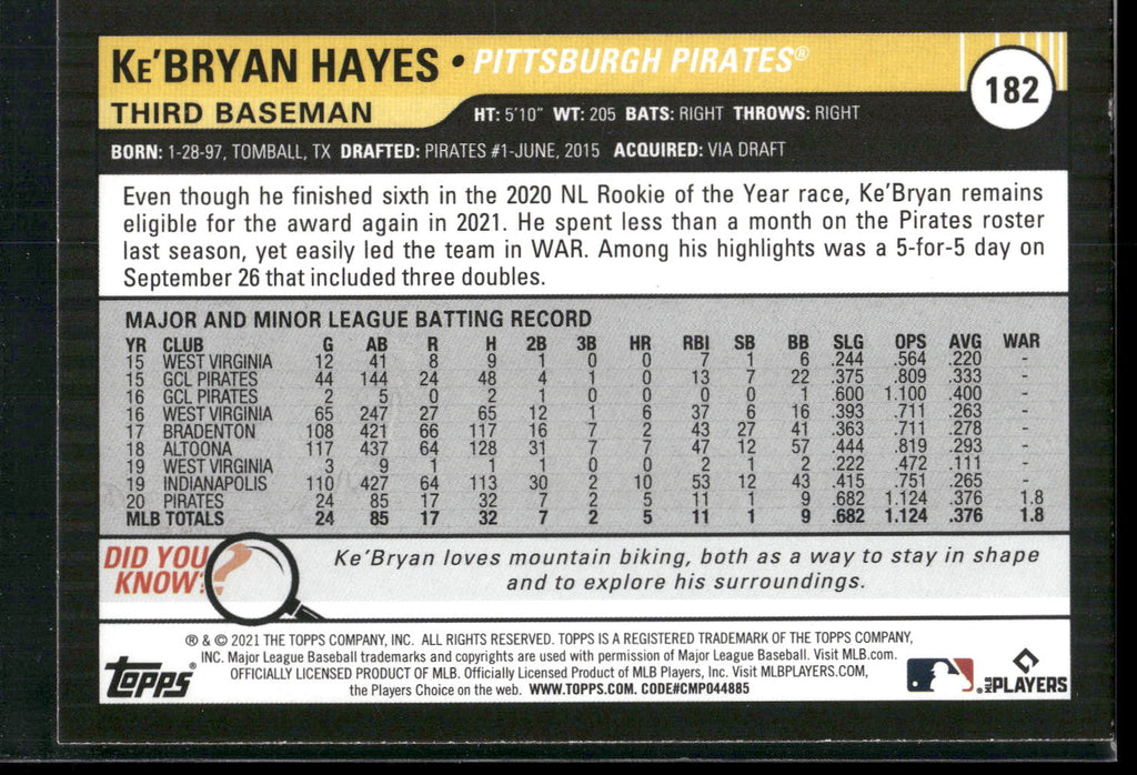 2021 Topps Big League #182 Ke'Bryan Hayes