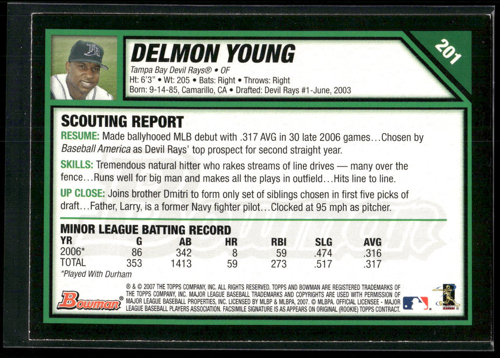2007 Bowman #201 Delmon Young