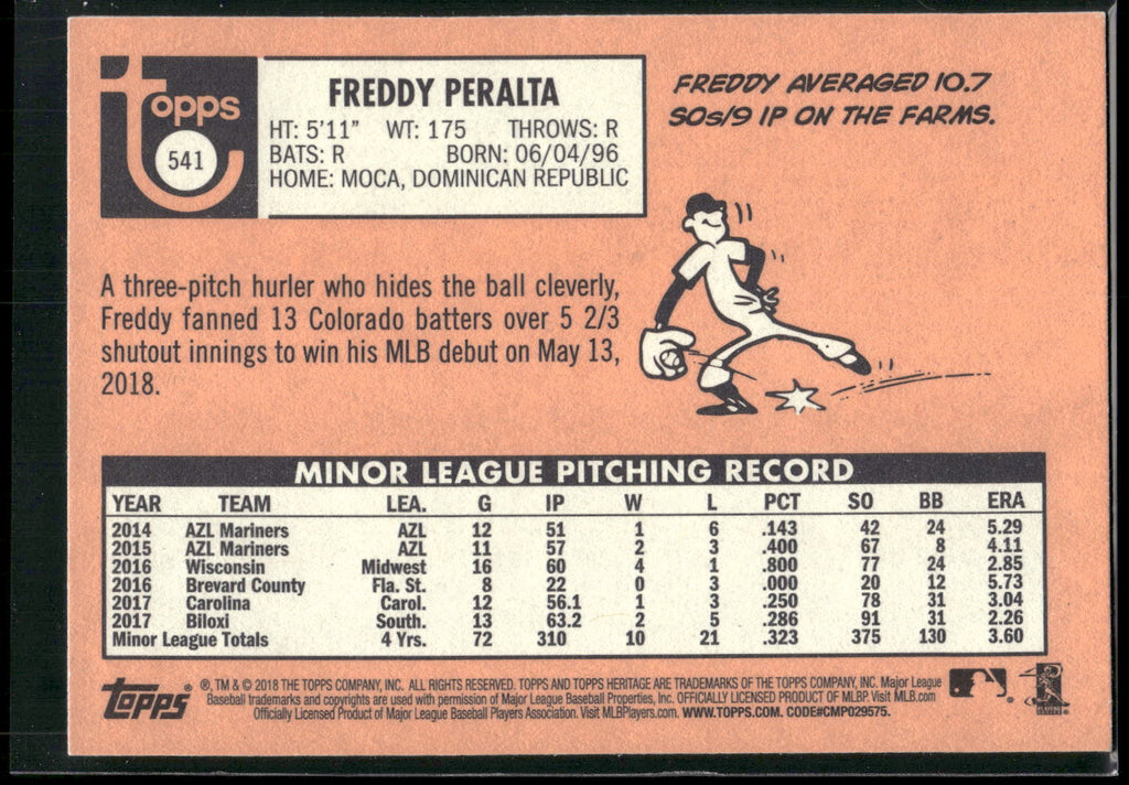 2018 Topps Heritage #541 Freddy Peralta