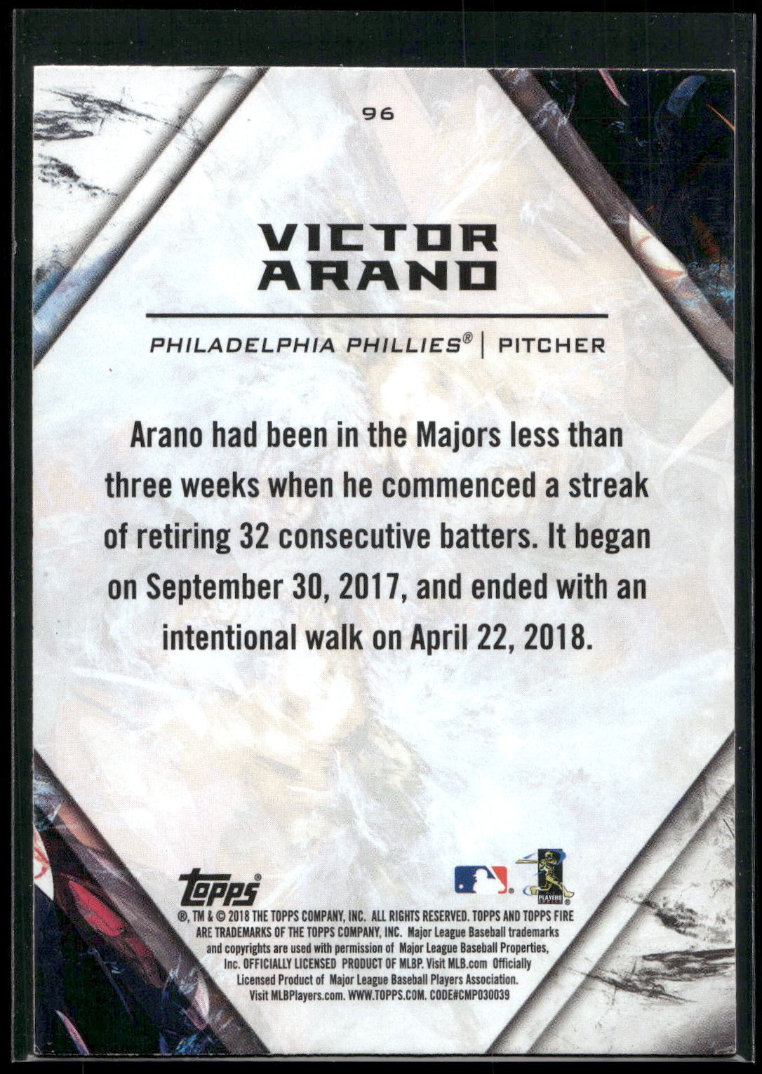 2018 Topps Fire #96 Victor Arano