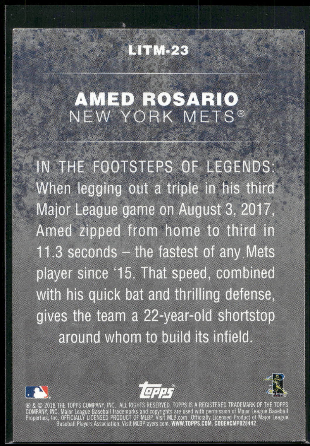 2018 Topps #LITM-23 Amed Rosario Legends in the Making (Series 2)