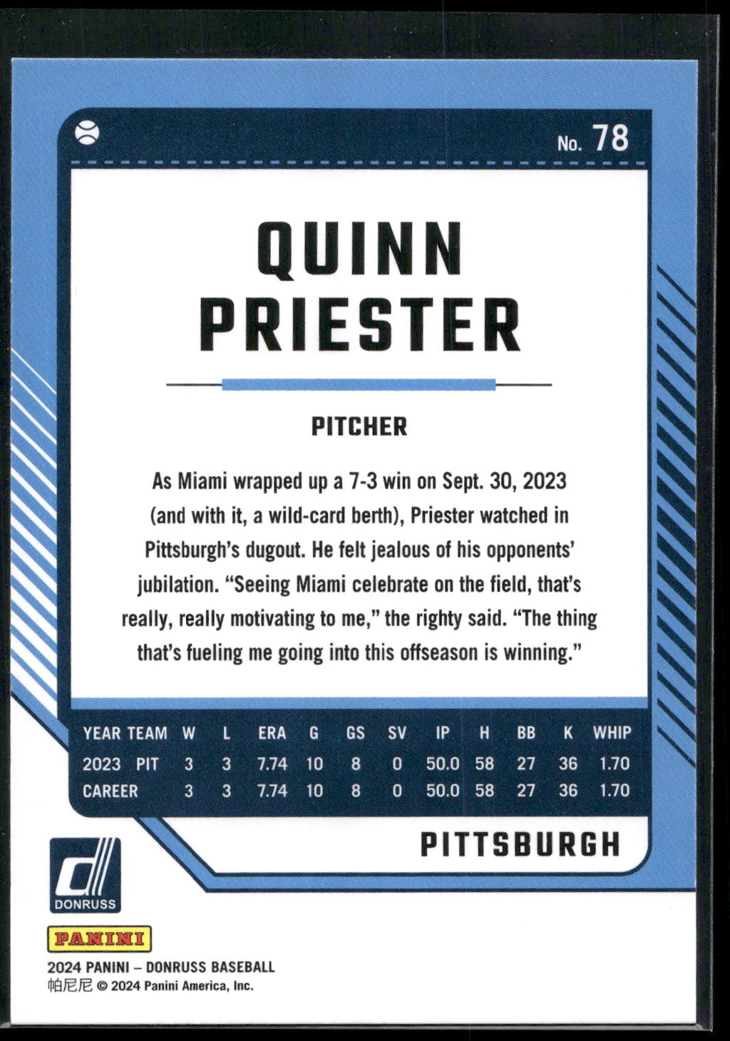 2024 Donruss #78 Quinn Priester