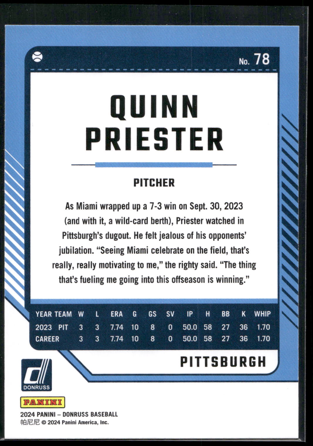 2024 Donruss #78 Quinn Priester