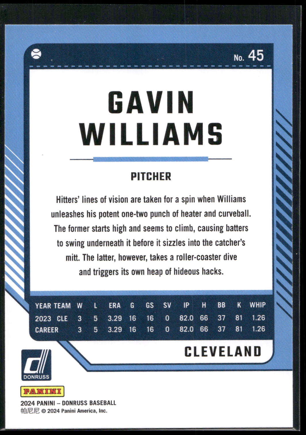 2024 Donruss #45 Gavin Williams