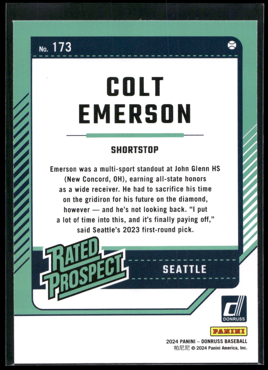 2024 Donruss #173 Colt Emerson