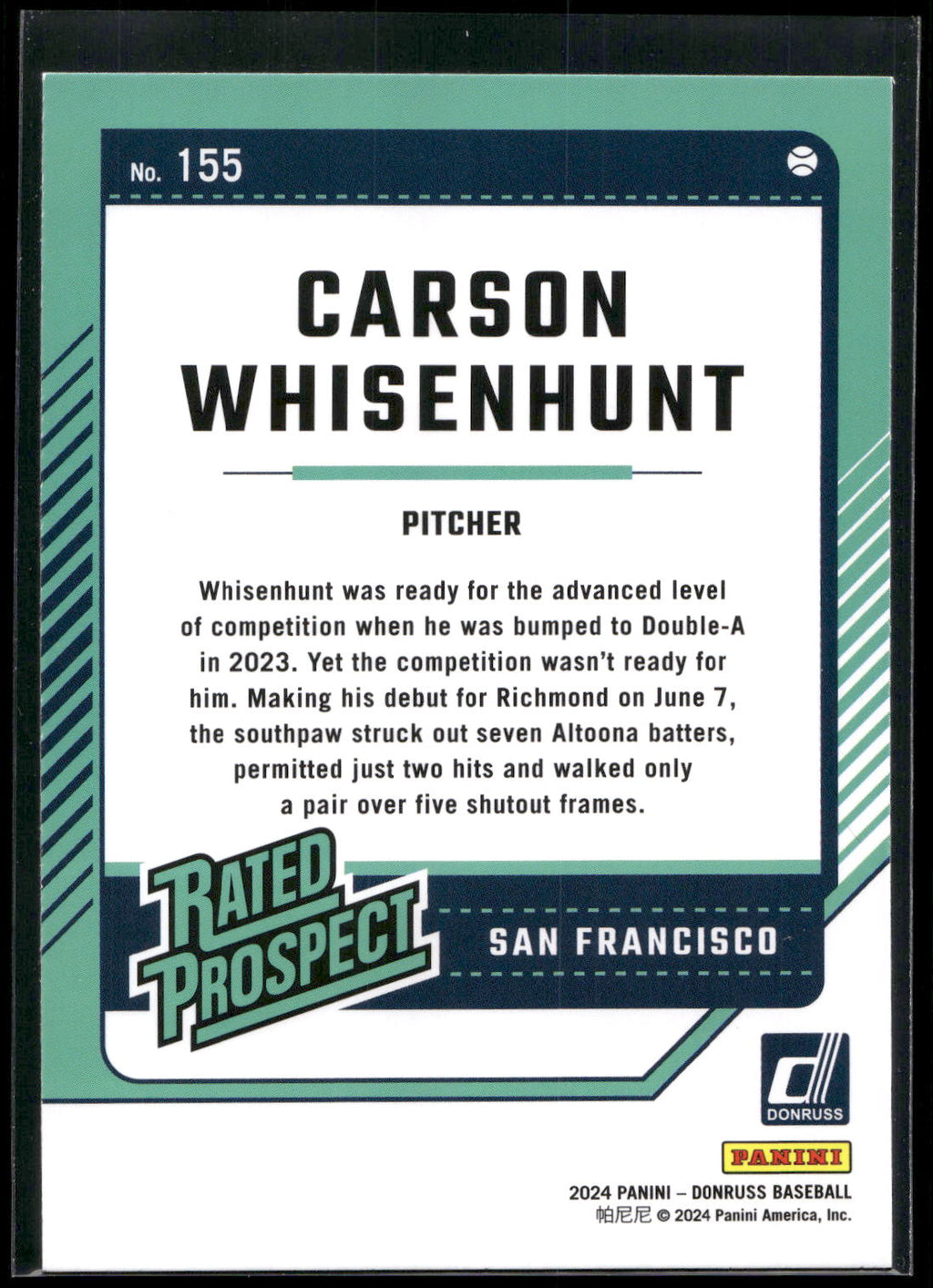 2024 Donruss #155 Carson Whisenhunt