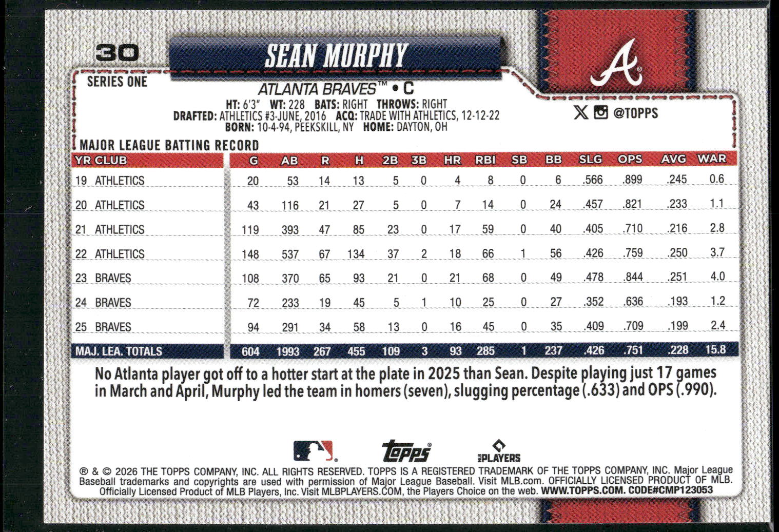 2026 Topps #30 Sean Murphy