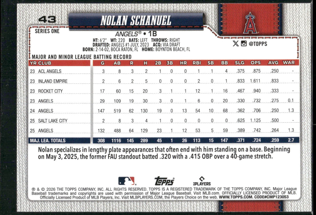 2026 Topps #43 Nolan Schanuel