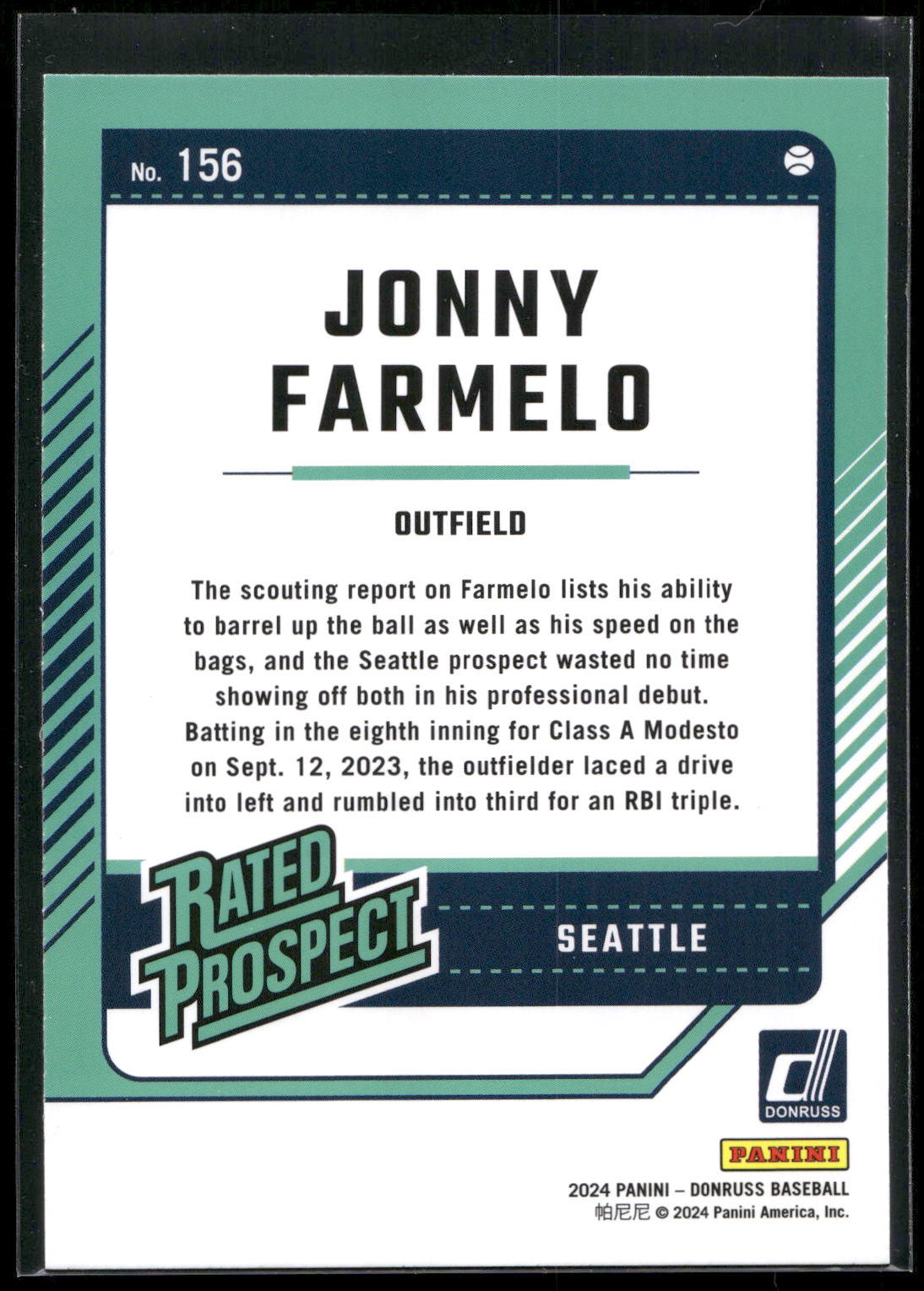 2024 Donruss #156 Jonny Farmelo