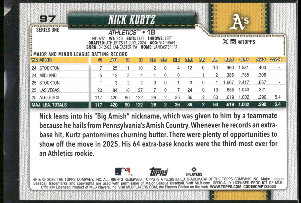 2026 Topps #97 Nick Kurtz