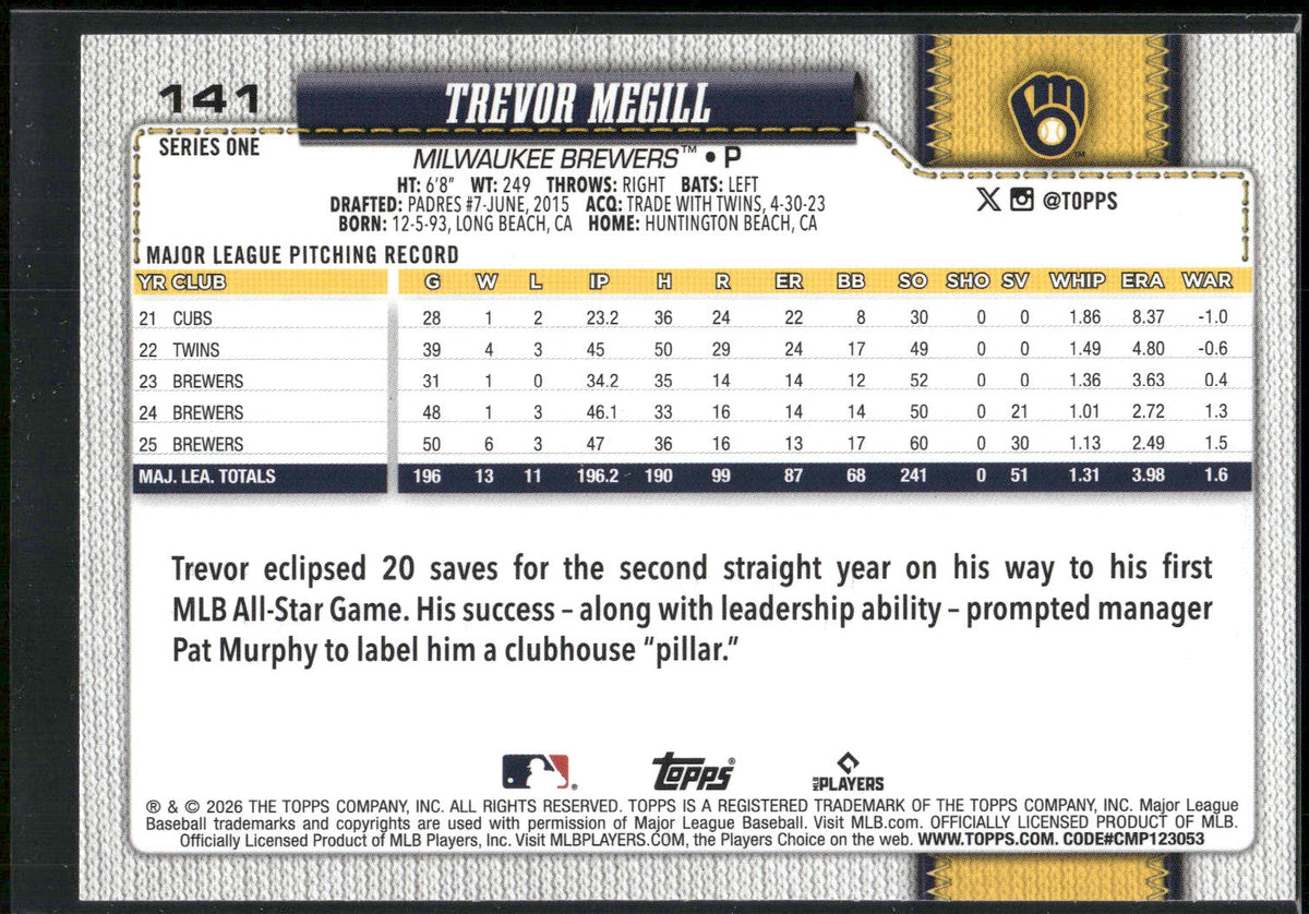 2026 Topps #141 Trevor Megill