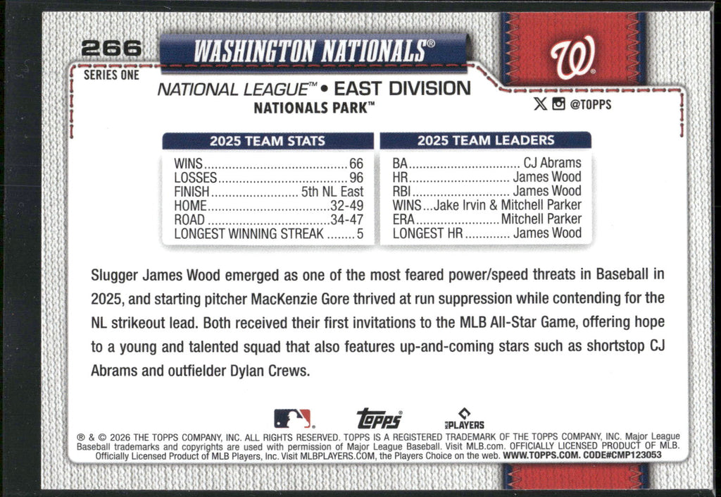 2026 Topps #266 Washington Nationals