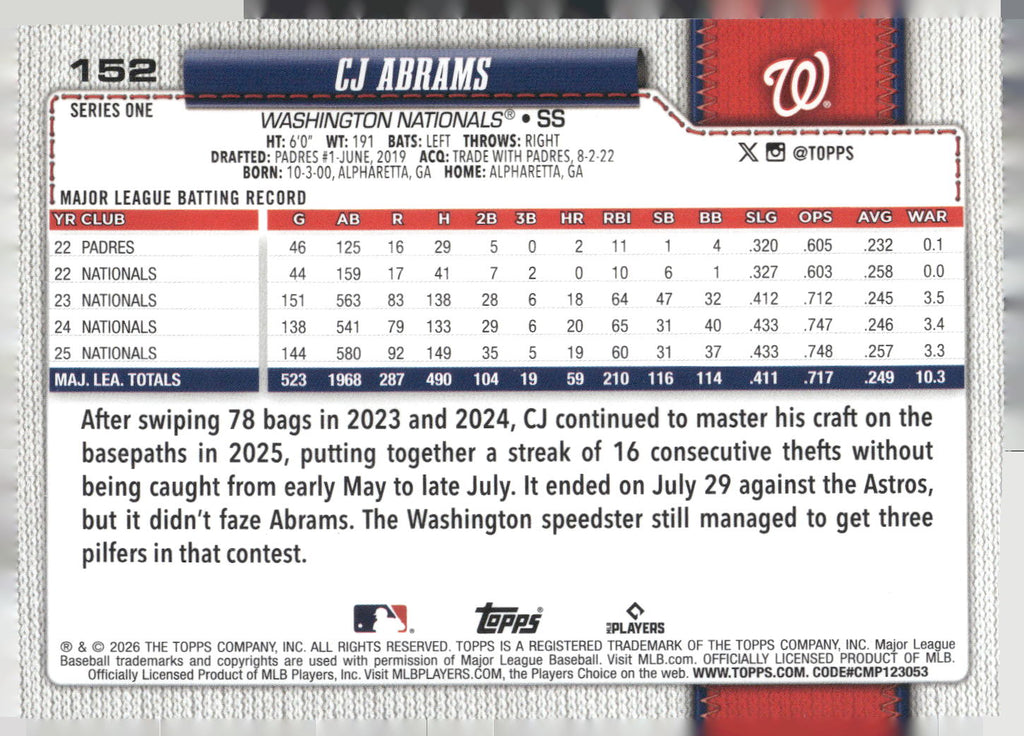2026 Topps #152 CJ Abrams