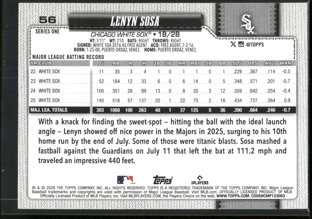2026 Topps #56 Lenyn Sosa