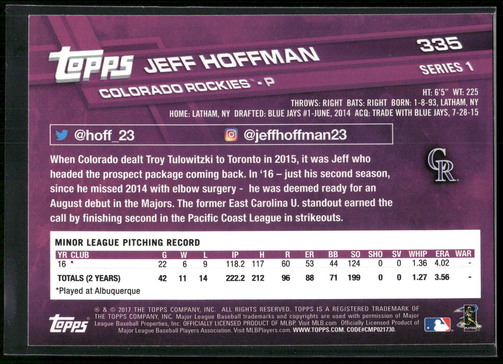 2017 Topps #335 Jeff Hoffman