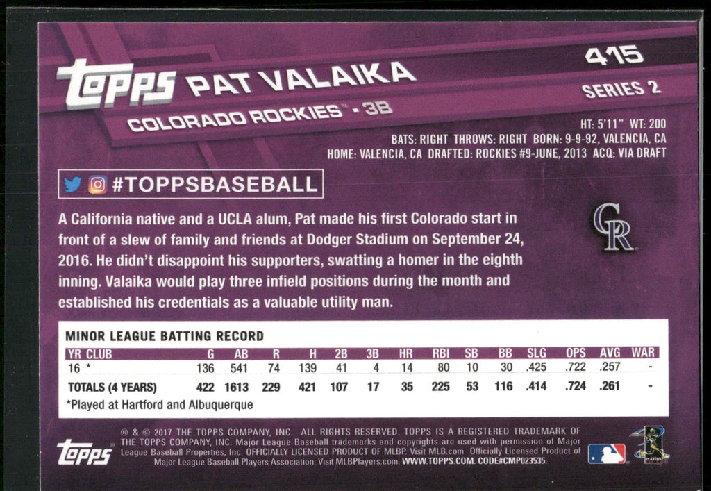 2017 Topps #415 Pat Valaika