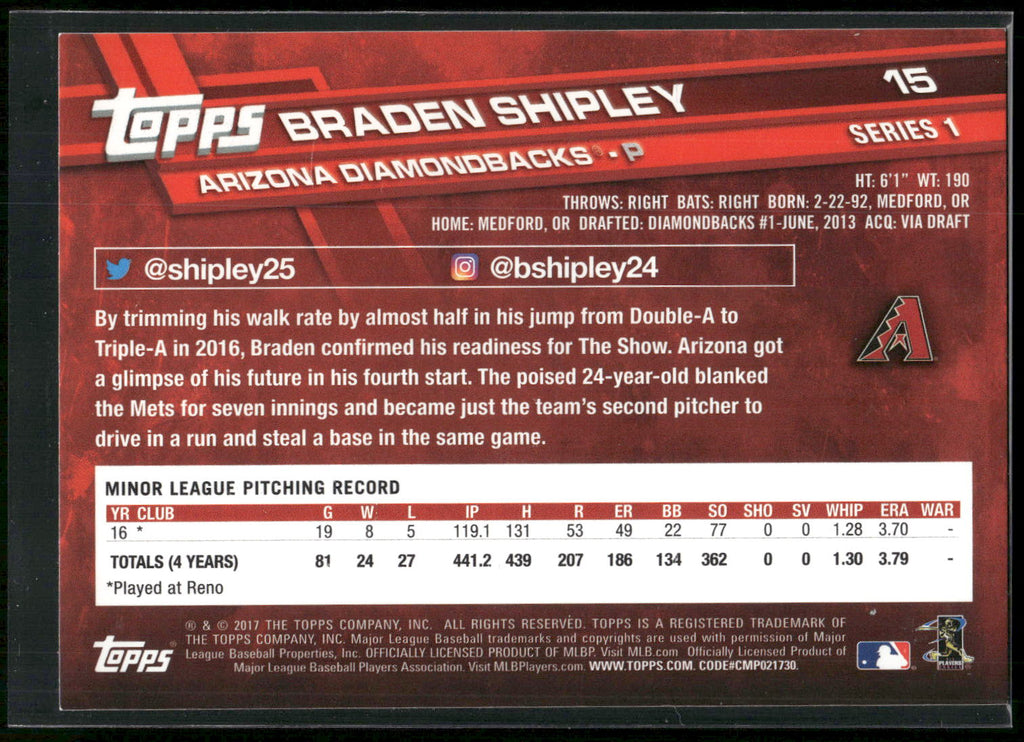 2017 Topps #15 Braden Shipley
