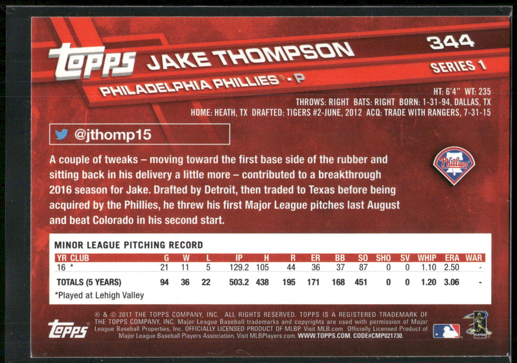 2017 Topps #344 Jake Thompson