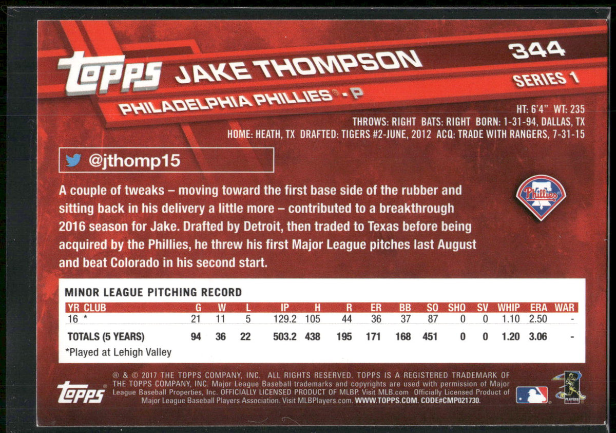 2017 Topps #344 Jake Thompson