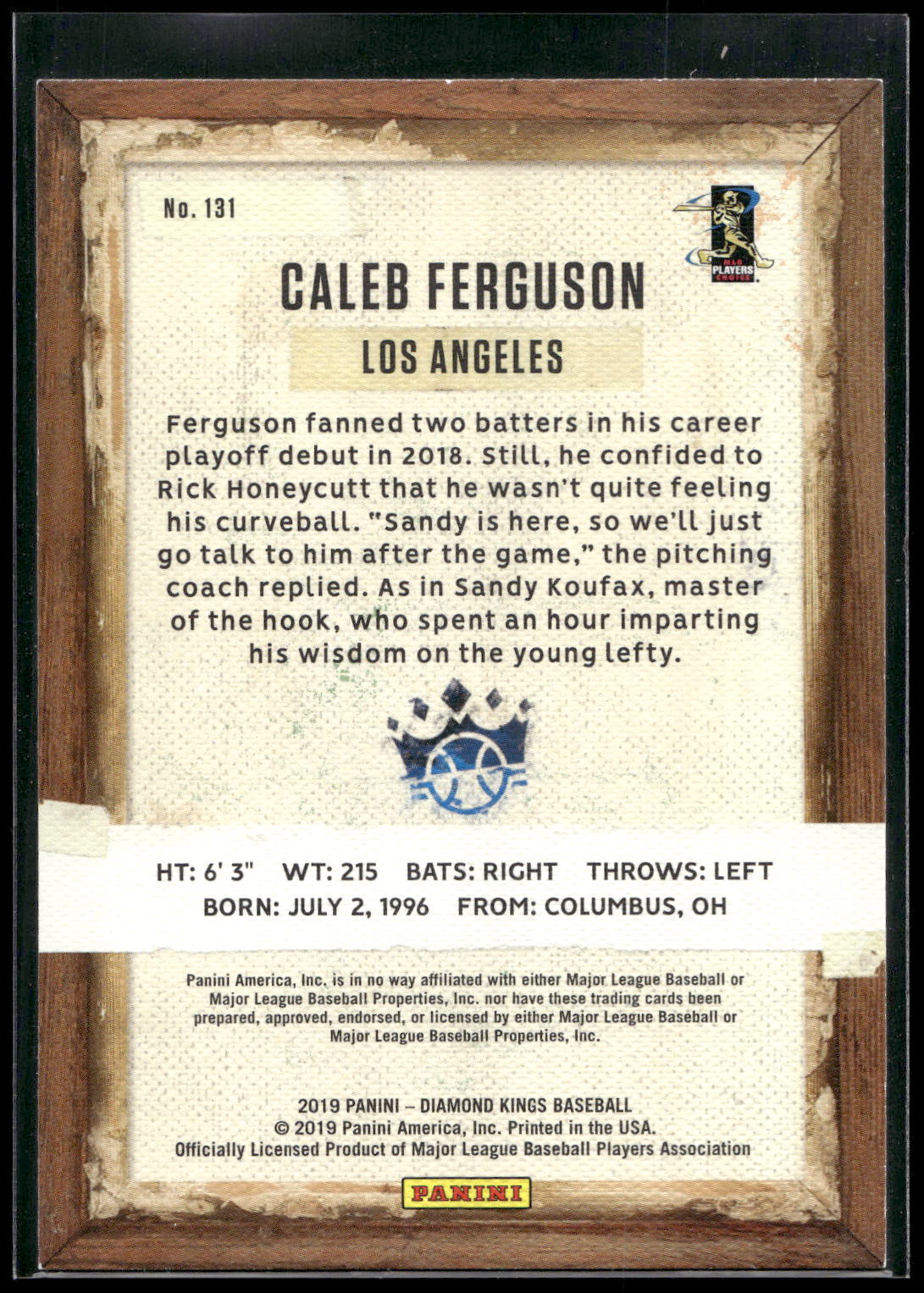 2019 Panini Diamond Kings #131 Caleb Ferguson