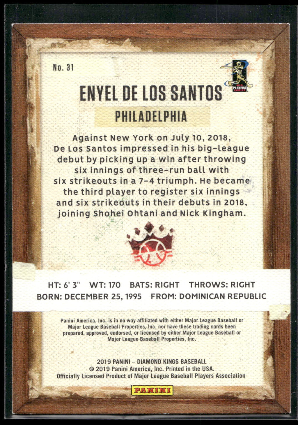 2019 Panini Diamond Kings #31 Enyel De Los Santos
