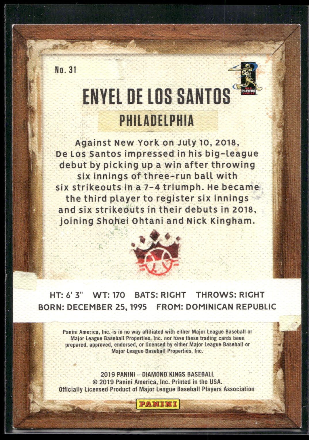 2019 Panini Diamond Kings #31 Enyel De Los Santos