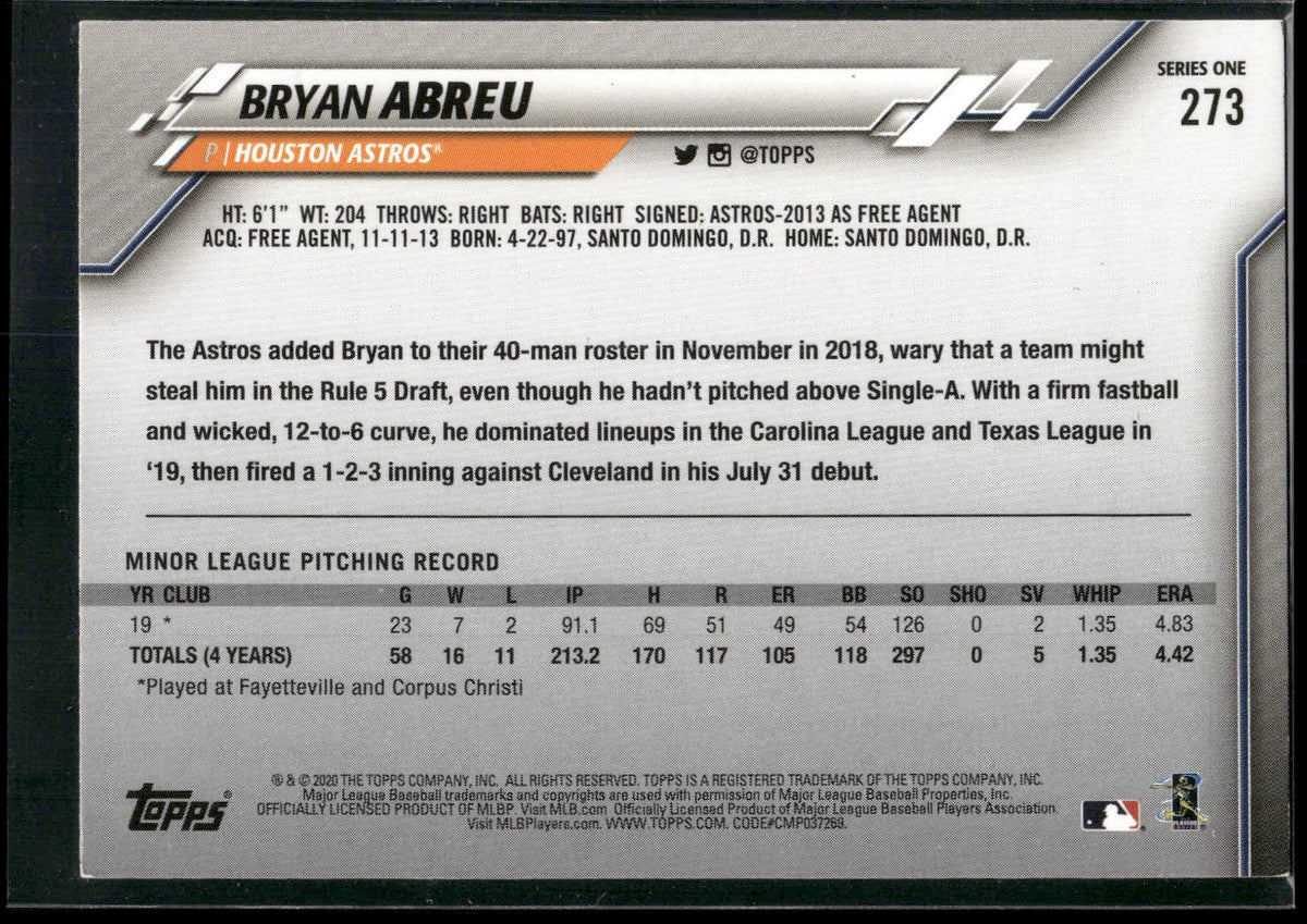 2020 Topps #273 Bryan Abreu