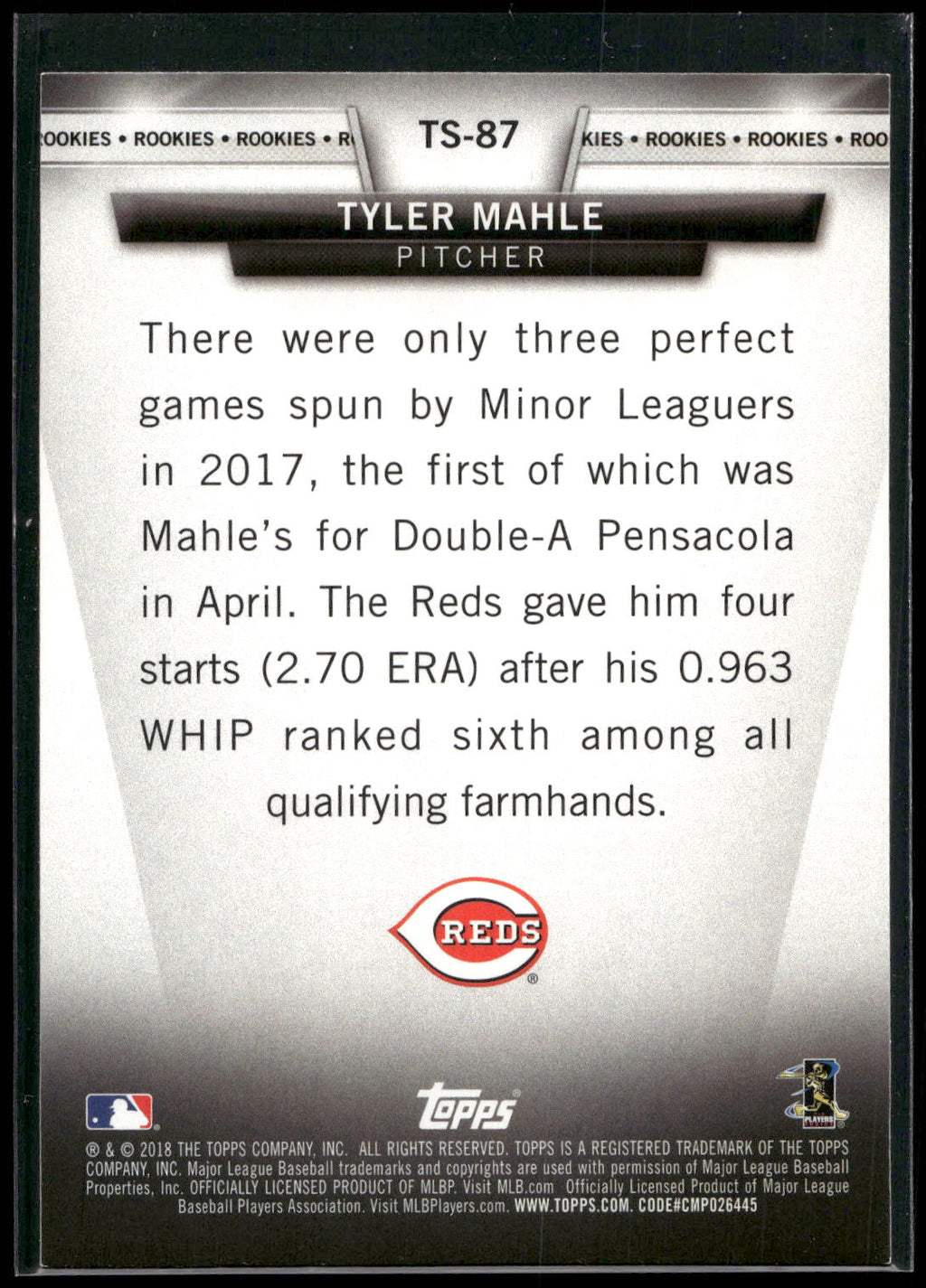 2018 Topps #TS-87 Tyler Mahle Topps Salute (Series One)