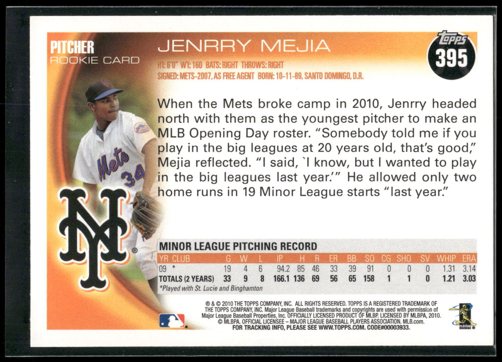 2010 Topps #395 Jenrry Mejia