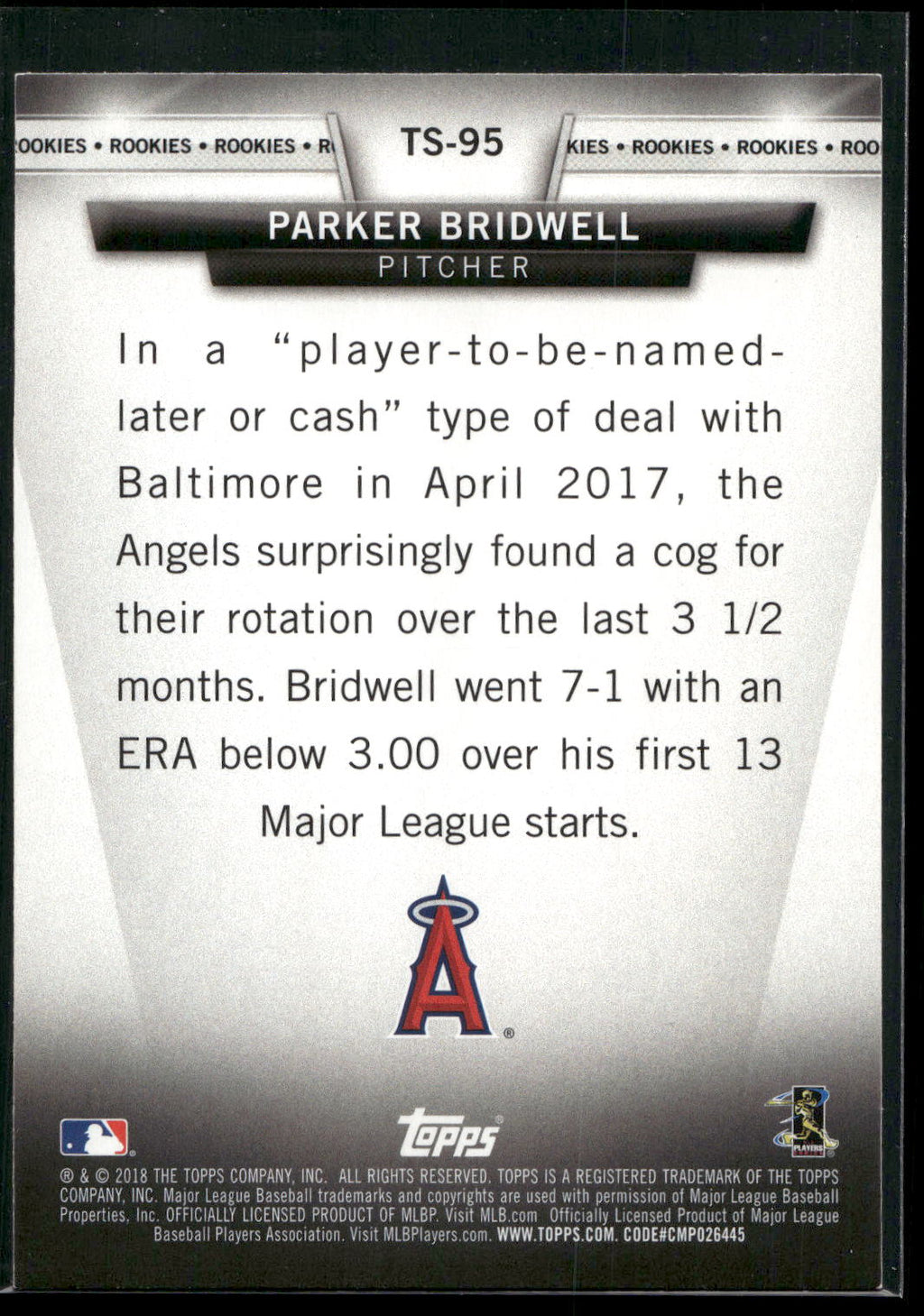2018 Topps #TS-95 Parker Bridwell Topps Salute (Series One)