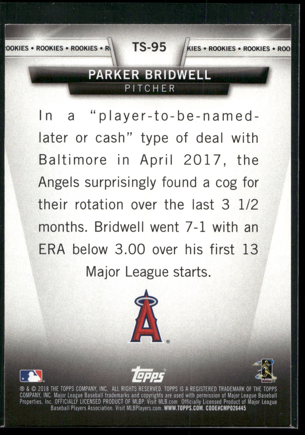 2018 Topps #TS-95 Parker Bridwell Topps Salute (Series One)