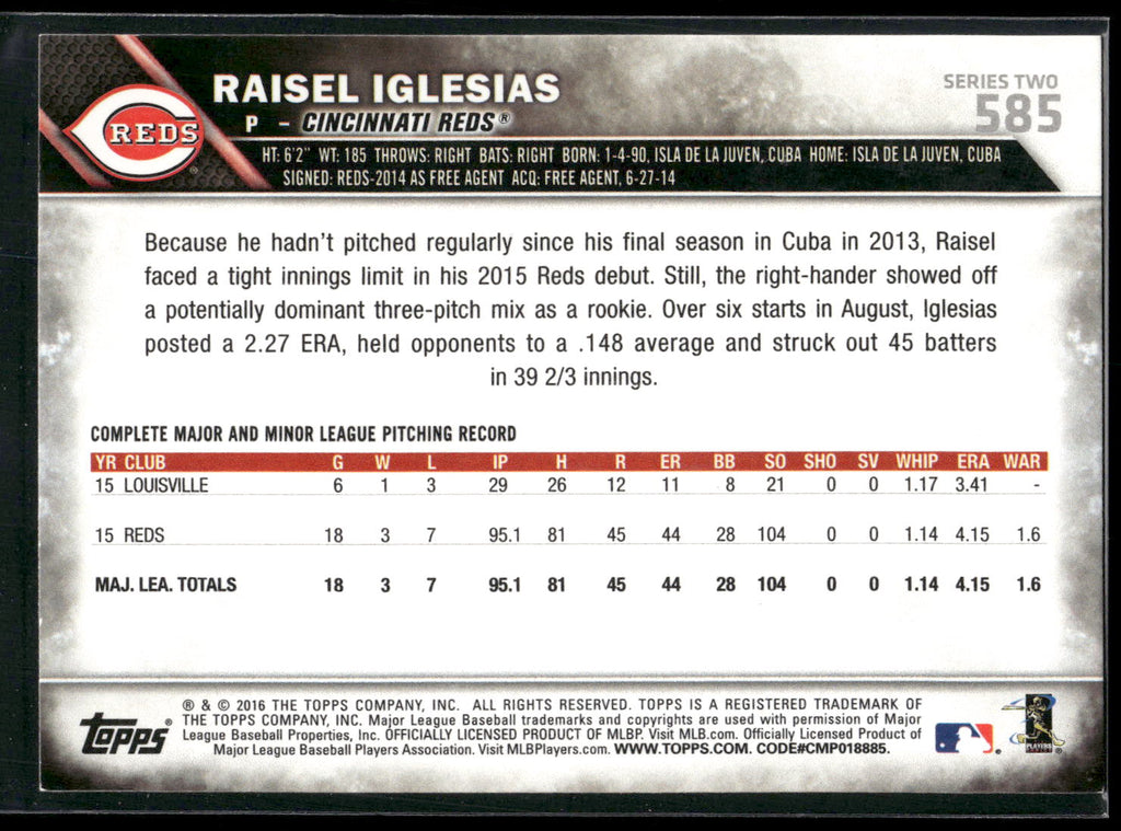 2016 Topps #585 Raisel Iglesias
