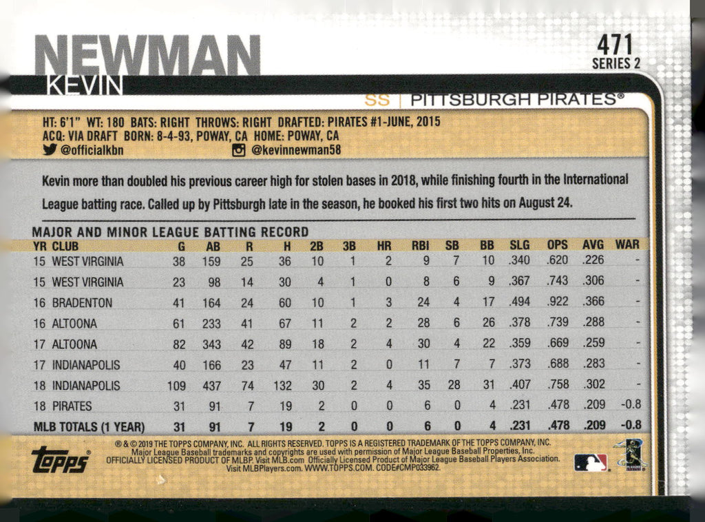 2019 Topps #471 Kevin Newman