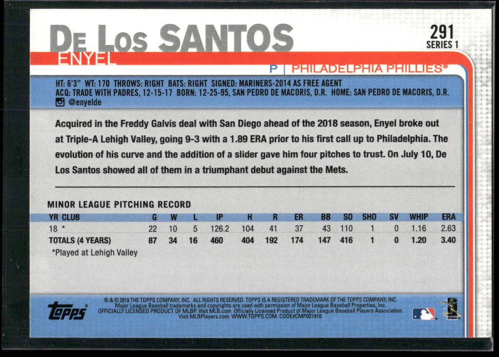 2019 Topps #291 Enyel De Los Santos
