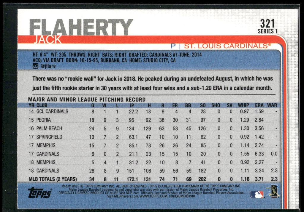 2019 Topps #321 Jack Flaherty